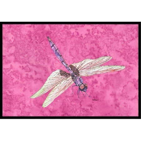 Carolines Treasures 18 x 27 In. Dragonfly on Pink Indoor or Outdoor Mat 8891MAT